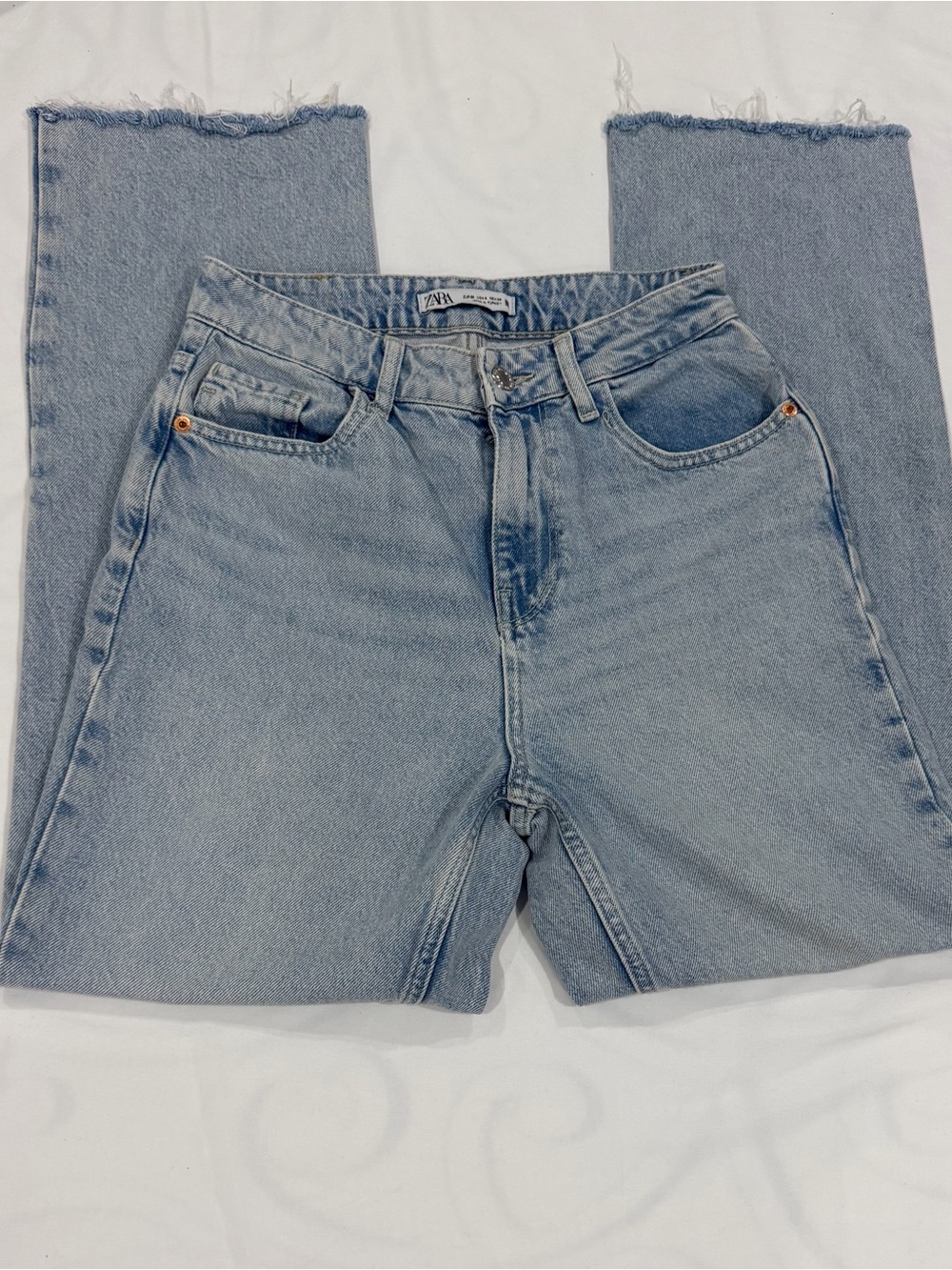 Zara Pale Blue High-Rise Straight Jeans